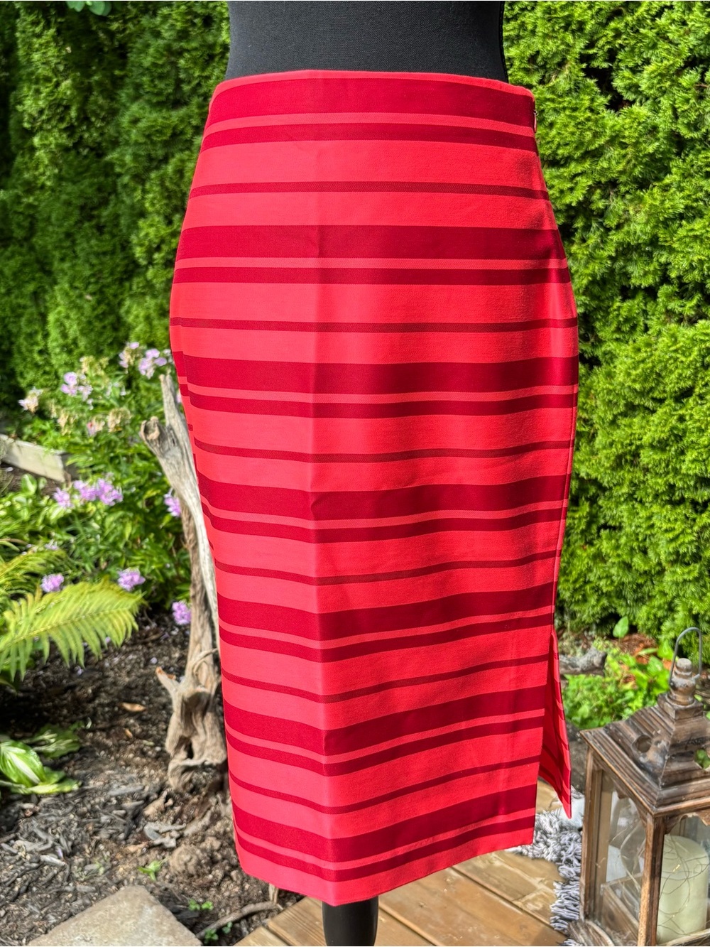 Banana Republic Red Striped Pencil Skirt